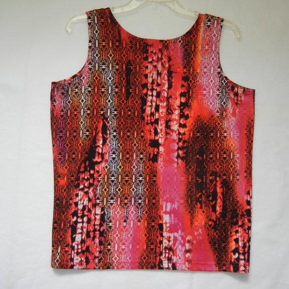 2 Piece Skirt Set Medium Sleeveless Crew Neck Top Midi Vintage Stretch Graphic - Picture 12 of 12